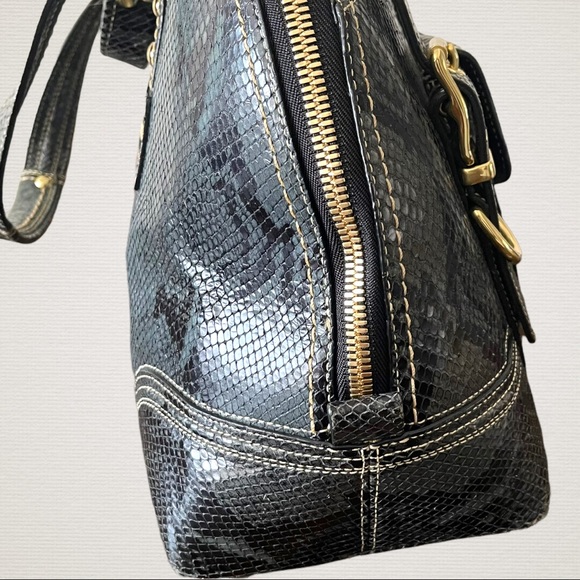 Vintage Y2K Coach Python Miranda Embossed Leather Satchel Handbag Green Mob Wife - Picture 6 of 11